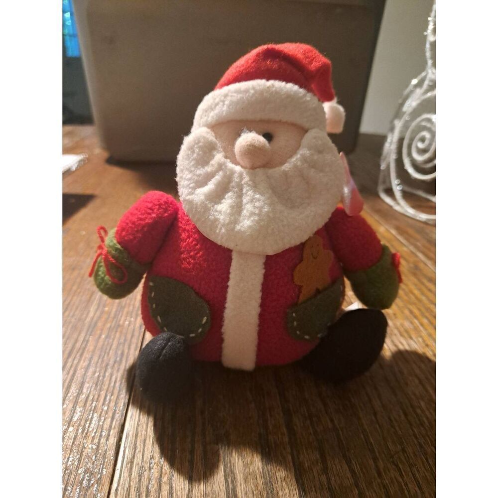Peachtree Playthings Cuddly Cousins Plush Santa 8” Christmas Holiday Shelf Decor